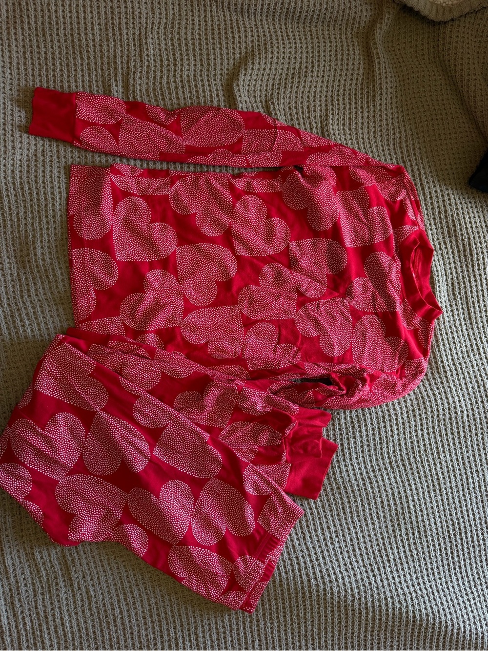 Carter's Bright Red Heart-Print Long Sleeve Top & Shorts Pajama Set
